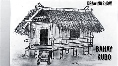 easy drawing bahay kubo